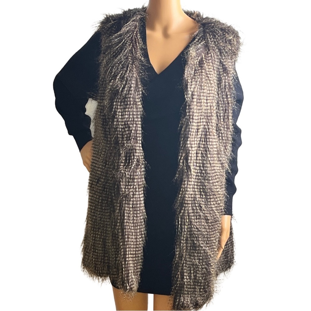 Marc New York Brown Faux Fur Feathered Vest